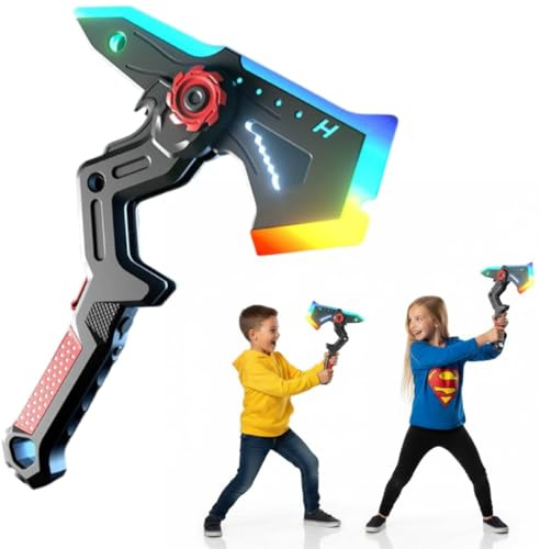 Espada y hacha iluminada 2 en 1, sable de luz y hacha, espada de juguete para vestir con luces LED intermitentes, con efecto de pulverización, cosplay, rave, accesorio de Halloween y coleccionable