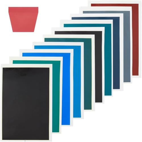 Awwertse 10 Hojas de Papel de Color Grabado con Placa de Fricción de 0,3 mm de Grosor, Papel de Color para Marcar Grabados Sobre Vidrio Cerámico