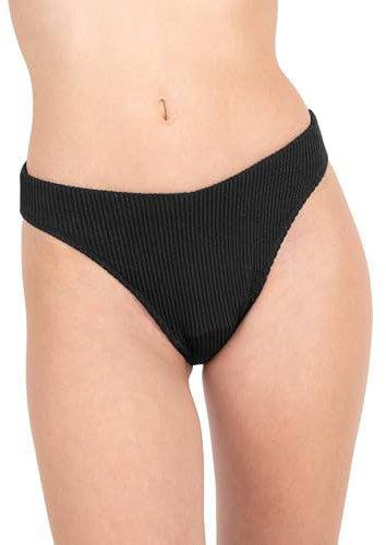 MYLILY Periodiska bikinibyxor för kvinnor, flickor och tonåringar | V-formad crinkle design | för pool, pool och hav | 4 tamponger, läckagesäker, luktfri, Oeko-TEX, svart, XS