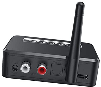 Cosiki Receptor Bluetooth 5.1, Convertidor de Sonido Digital a Analógico, Receptor con SPDIF a AUX de 3,5 Mm, Ideal para el Hogar, Conmutación de Sonido Profesional, Altavoces Inalámbricos, Sistemas