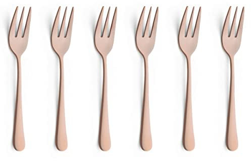 Amefa AUSTIN Kuchengabel Besteck Set 6-teilig | Edelstahl Kuchengabeln 6 Stück mit PVD Veredelung | Kupfer Besteck satiniert | 14,3 cm | rostfrei & spülmaschinenfest