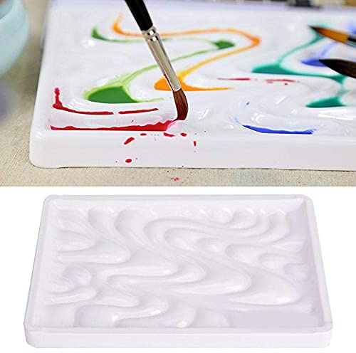 Quadratische Farbwanne 8,23 * 5,7 Zoll Keramik-Wellen-Design-Paletten für Aquarelle, Gouache, Acryl und Ölfarbe