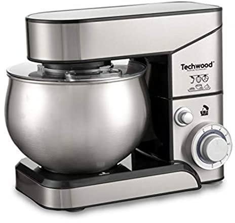 Techwood - TRO-1050, Robot Pâtissier, Robot Pâtissier Multifonctions avec Bol en Acier 5 L, 1000 W, INOX
