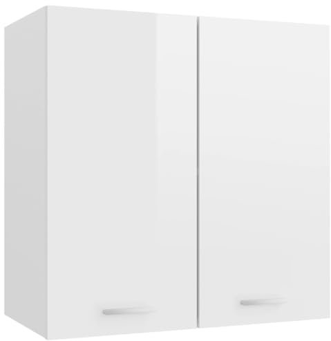 vidaXL Hängeschrank Lyon Hochglanz-Weiß 60x31x60 cm Holzwerkstoff, Küchenschrank, Gastronomieschrank, Gastro Möbel, Aufbewahrungsschrank