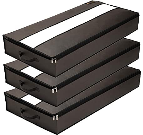 LACAZO NEU 3er Set Unterbettkommode luftdurchlässige, wasserdichte Unterbett Aufbewahrungstasche - Unterbett Aufbewahrung für Bettdecken, Kissen, Plüschtiere - Kleideraufbewahrung (Grau)