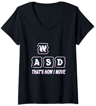 Damen Gaming - WASD That's how i move - Gamer T-Shirt mit V-Ausschnitt