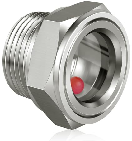 Boltigen 3/4''NPT Male Hex Head Stainless Steel Oil Sight Glass Liquid Level Gauge Oil Indicator Window For Air Compressor Gearbox Fittings Hydraulic Tank Sight Glass (3/4'' NPT Male)