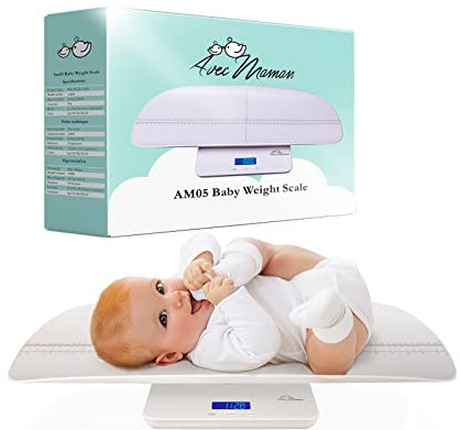 Avec Maman AM05 Babywaage | Digitale Baby Waage für Kleinkinder | Große Oberfläche und Tara-Funktion | Babywaage Digital - Ideal für untergewichtige/frühgeborene Babys - bis zu 100 kg | NEU 2022