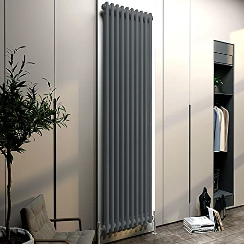 Acezanble∣2 Column Radiator, Vertical 1800mm Anthracite Tall Traditional Cast Iron Style Radiators Windows Hallyway