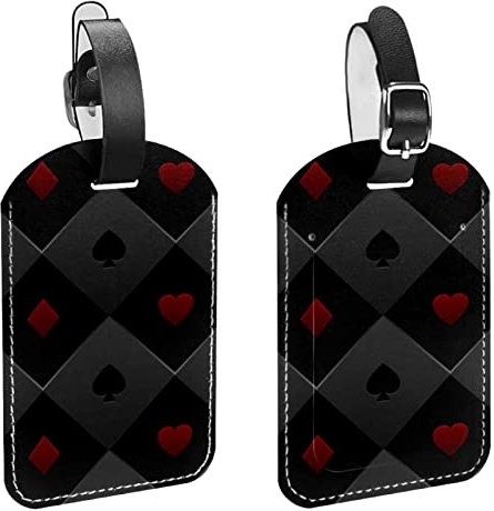 Reisetaschen- und Gepäcketiketten für Herren, Pokertisch, PU-Material, Gepäckanhänger, Handtaschen-Etiketten, Zubehör, 2 Stück