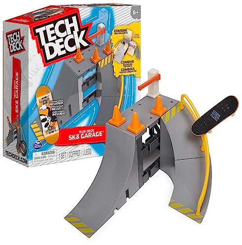 Tech Deck, Sk8 Garage X-Connect Park Creator, anpassbares und aufbaubares Rampenset mit besonderem Fingerboard, Kinderspielzeug für Jungen und Mädchen