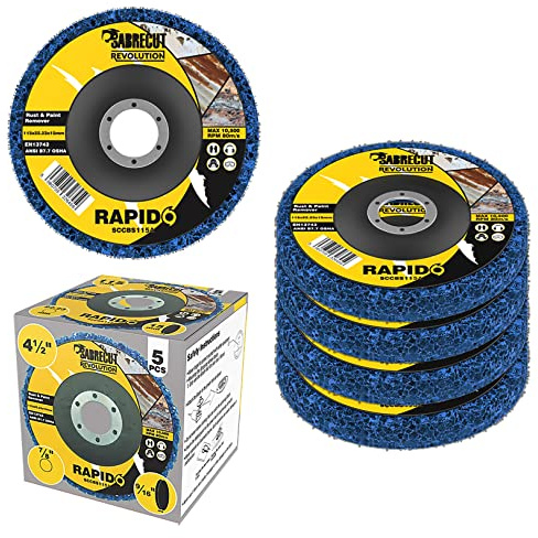 SabreCut 5pcs SCCBS115A_5 115mm x 22.23mm Polycarbide Stripping Discs | Durable polycarbide abrasive removes rust, paint and coatings without damaging the underlying surface