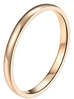 PAURO Unisex Edelstahl 2mm Paar Ringe Stacking Knuckle Band Plain Ring Set für Hochzeitsfeier Roségold-Größe 47 (15.0)