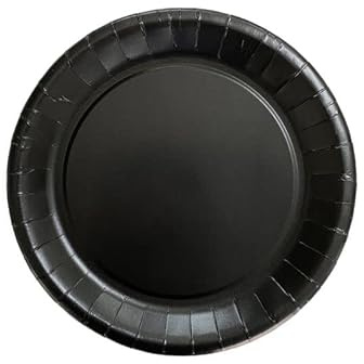 Assiette Carton Noir Biodégradable | Lot de 50 petites Assiettes 18 cm | Légère, Rigide, Robuste | Sans Plastique | Vaisselle Jetable Fêtes, Pique Nique, Barbecue, Traiteur | Présentation et Service