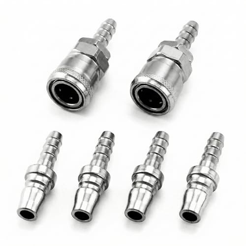 QWORK® 6 Pcs Quick Release Gas Connector SH20+PH20 Japanese-Standand, Male Female 8mm Gas Hose Coupling Nozzle for Motorhomes and Caravans BBQ/Patio Heater Hose Assemblies