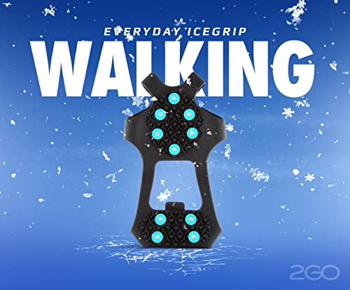 2GO Everyday Icegrip Walking Anti-Rutsch Schuhspikes, 10 Spikes für den ganzen Fuß, Schuhkrallen, Steigeisen, Schnee Spikes, Schneeketten für Schuhe, optimaler Halt auf EIS & Schnee, Gr. M