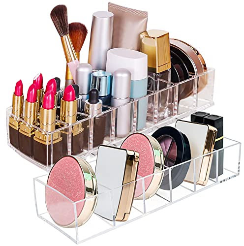 RUIJIE 2 Stk Abnehmbar Kosmetik Organizer Schublade, 6 Fächern 8 Fächern Make up Schminkaufbewahrung Aufbewahrungsboxen, Schmink Aufbewahrung Beauty Organizer, Transparent Kosmetik Box für Waschtisch