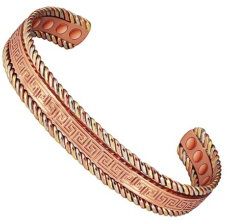 EnerCoppeX effektiv magnetterapi med justerbart magnetarmband – rent koppararmband med 8 kraftfulla magneter (3 500 gauss) för välbefinnande och balans (silver)