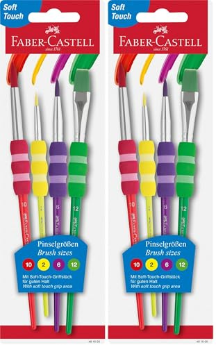 Faber-Castell 481600 - Pinsel Set mit Softgriffstück, Pastell, 4-teilig (Packung mit 2)