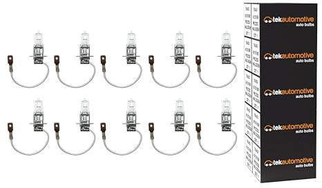Tek Automotive H3 453 Halogen 12V 55W Bulbs for Headlight Fog Light and Cornering Lamps, PK22s Road Legal E Approved Replacement – Box of 10