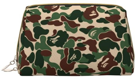 Avocado Fruit Printed Leather Makeup Bag for Women Girls - Portable Travel Cosmetic Organizer Toiletry Bag, Aniaml Camouflage Grün, Einheitsgröße