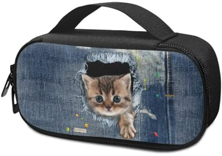 Suhoaziia Süße Denim-Katzen-Insulin-Kühltasche für Diabetiker, Organisation, leichte Medikamente, isolierte Kühltasche für Insulin-Stifte und andere Diabetikerbedarf