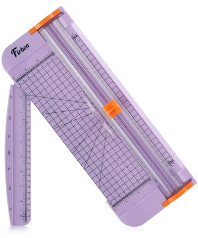 Firbon A4 Paper Cutter 12 Inch Titanium Paper Trimmer Scrapbooking Tool with Automatic Security Safeguard and Side Ruler for Craft Paper, Coupon, Label and Cardstock, Purple