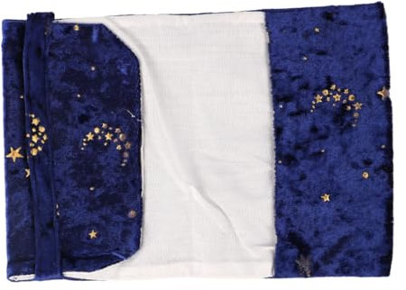 Tofficu Buchhülle Wiederverwendbar und Umweltfreundlich mit Goldgeprägtem Stern und Monddesign aus Blauem Stoff Zufälliger Stil für Notiz und Übungsbücher im Bus oder U-bahn