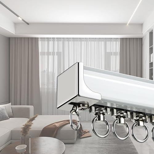Vorhangschiene aus Aluminium Deckenschiene für Vorhänge, 0.9m-4m, Silent Gardinenschiene für Decke Oder Wand, Wohnmobil-Schienensystem (Color : Wall Mounted, Size : 3.2m/10.5Ft)