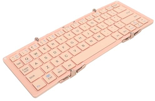 ciciglow Faltbare -Tastatur, Tragbare Kabellose Klapptastatur, Sorgfältige Verarbeitung, Dreifach Faltbar, Kompakt für Mobiltelefone, Sanftes Tippen (PINK)