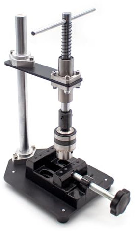 iDili Manual Tapping Machine, Vertical Bench Top Tap Guide Tool with B12 Collet (1.5-10mm) & 6 HSS Taps (M3-M10) Table Winch Lengthened Ratchet Swing Probe Arm