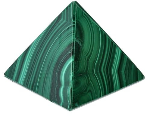 ROCKING GIFTS Malachit-Pyramide 3 x 3, natürliche Energie, grünes Mineral, emotionaler Schutz, Meditation, spirituelle Dekoration, ideal Feng Shui