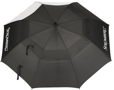 Stromberg 157,5 cm transparente Platte, Doppeldach, Golfschirm, winddicht, belastbar, 157,5 cm, UV-Schutz, leicht, Golf-Trolleyschirm, Doppeldach, Schwarz , Einheitsgröße