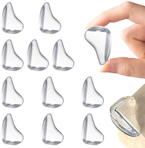 12 Stück Eckschoner, Tisch-Eckenschoner, Selbstklebende Kantenschoner aus Silikon, Teardrop-Eckenschoner