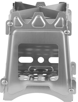 Toguma Small Portable Wood Burning Camping Stove Foldable Backpacking Stove Stainless Steel Camping Stove Outdoor Cooking Stove for Outdoor Hiking Traveling BBQ (Silver)
