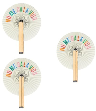 FISURA – Ventaglio pieghevole con messaggio No Me Da La Vida. Ventaglio pieghevole originale in carta. Pai pai multicolore. Dettaglio di nozze per invitati. Regalo per feste o cerimonie. 3 unità.