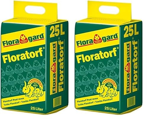 Floratorf 25 L - Reiner ungedüngter Weißtorf zur Bodenverbesserung, für fleischfressende Pflanzen oder als Einstreu für Kleintiere (Packung mit 2)