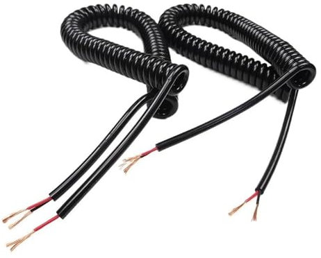 Cavo a spirale telescopico, cavo telefonico, Cavo di alimentazione a spirale a molla quadrata da 2 conduttori da 1,5 mm, allungabile da 1 metro a 15 metri, cavo nero 15 AWG, retrattile(Stretch 2 meter