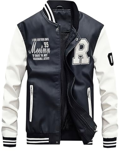 Giacca Pelle Uomo, Giacca da Uomo in Similpelle con Collo Alto di Transizione Matelassee Moto Pilota Zippato Cerniera Casual Giacche da Moto Giacca Lunga Chiodo Pelle Uomo