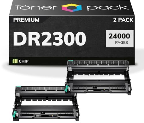 TONER PACK DR2300 Tambor de Imagen Compatible para Brother DR-2300 MFC-L2700DN L2700DW L2740DW L2720DW HL-L2300D L2365DW L2360DN L2340DW DCP-L2500D L2520DW L2540DW (2 Unidades)