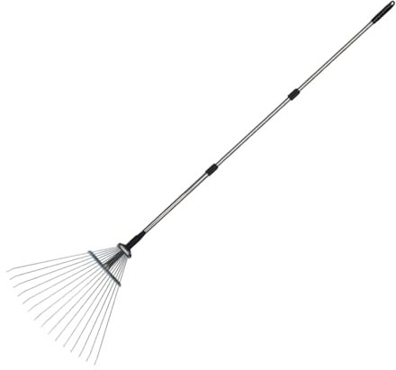 Rasenrechen, robust, verstellbar, für Landschaftsbau, ergonomisch, rostfrei, Unkrautwerkzeug, effizientes Gartenzubehör für Reinigung, Lockerung und Bodennivellierung