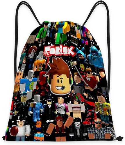 BirthZan Roblx Mochila con Cordón, Mochila con Cordón Ajustable Roblx Bolsa Deporte Niño, Apto para Niños y Niñas