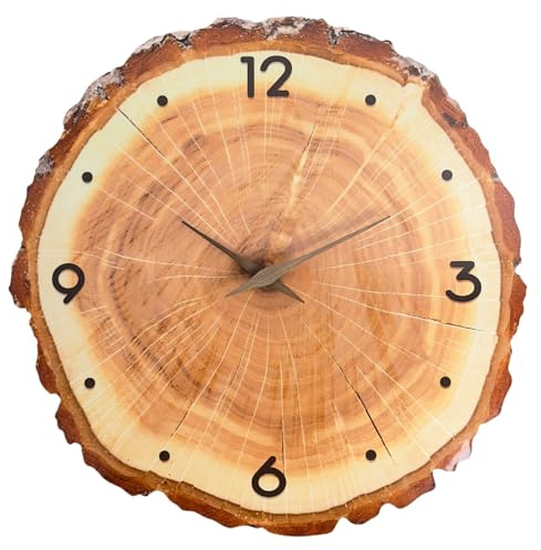 AMISENK Orologio da parete annuale con venature del legno vintage con movimento al quarzo silenzioso per soggiorno e ufficio orologio da parete a batteria
