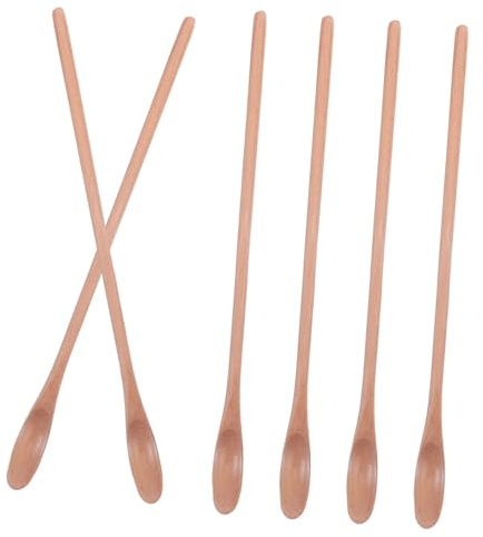 Hemobllo 6 Piezas Cucharas de Madera Mango para Café Té y Postres Cucharillas Pequeñas Resistentes para Bebidas y Cocina