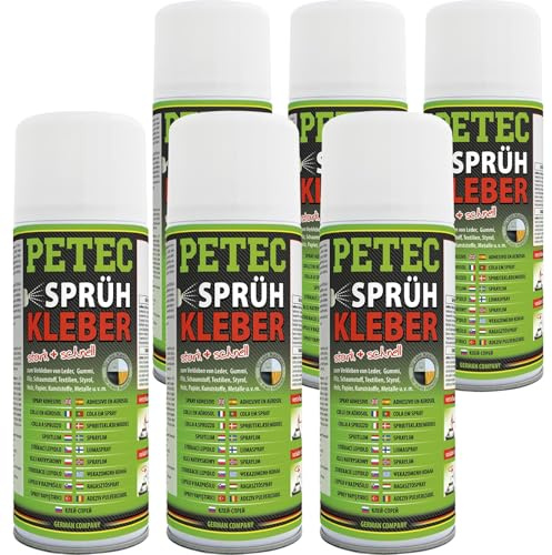 PETEC 6x 94340 Karosseriesprühkleber (400 ml) | 6x 94340, Sprühkleber, transparent