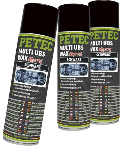 PETEC 3x 73460 Unterbodenschutz | 3x 73460 PETEC Multi Ubs Wax Kautschukbasis Black,