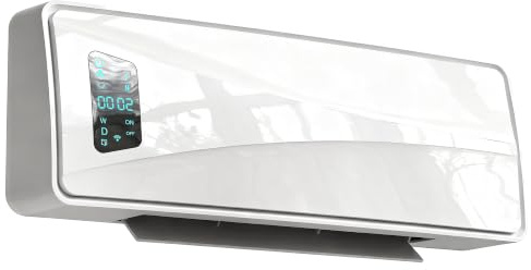 HOMCOM Calefactor Eléctrico Cerámico de Pared 2000W con 3 Modos | Pantalla LED, Termostato Regulable, Temporizador 24h, Oscilación, Mando a Distancia, Detección de Ventanas Abiertas