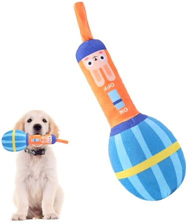 Plüsch-Mikrofon für Welpen – weiches Beißspielzeug, interaktives Spielzeug für Tiere, Spielzeug mit Sound in Form von | Beißspielzeug für Hunde, Welpen, drinnen und draußen