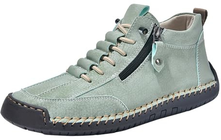 Scarpe da donna in pelle per autunno e inverno, fatte a mano, con lacci, altezza a piedi nudi, con chiusura lampo, antiscivolo, scarpe casual larghe, mocassini, comode da donna