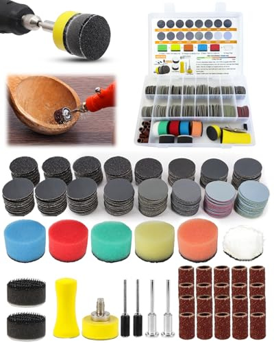 482PCS Wet and Dry 25mm Sanding Discs and Drum Sander Set, Sanding Bits 60-10000 Grit for Dremel Bits Sandpaper for Dremel Rotary Tools Accessories Kit, Drill Attachments for Resin, Wood, Metal